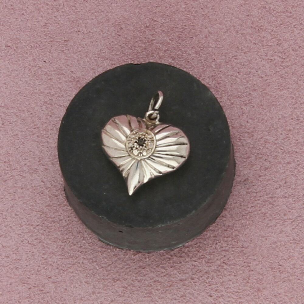 sterling silver diamond accent puffy heart pendant